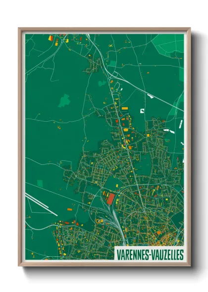 Une affiche de carte sur Varennes-Vauzelles