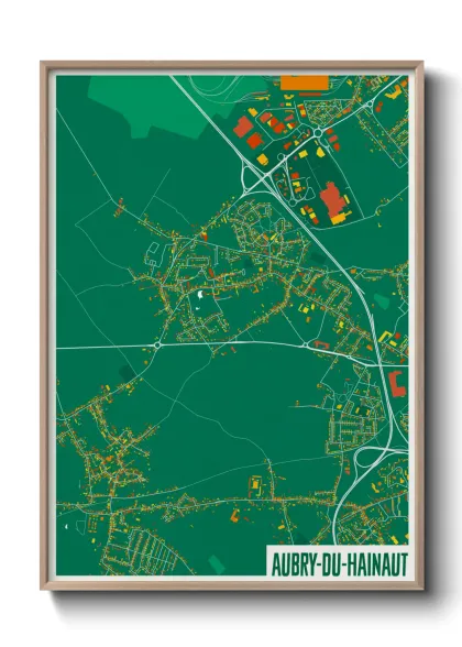Une affiche de carte sur Aubry-du-Hainaut