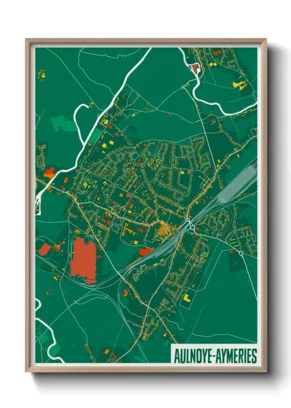 Une affiche de carte sur Aulnoye-Aymeries