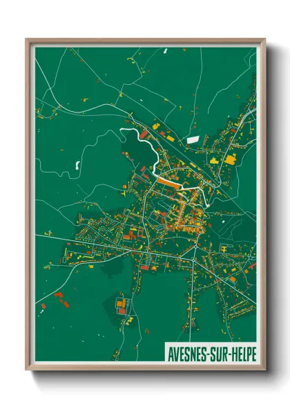 Une affiche de carte sur Avesnes-sur-Helpe