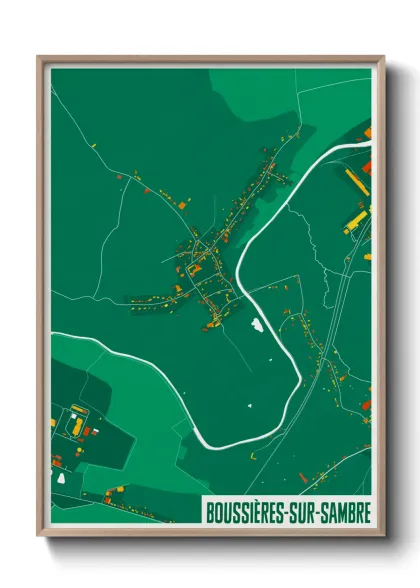Une affiche de carte sur Boussières-sur-Sambre