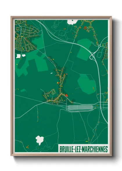 Une affiche de carte sur Bruille-lez-Marchiennes