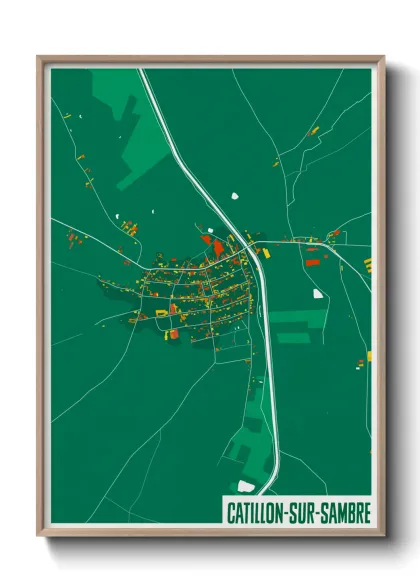 Une affiche de carte sur Catillon-sur-Sambre