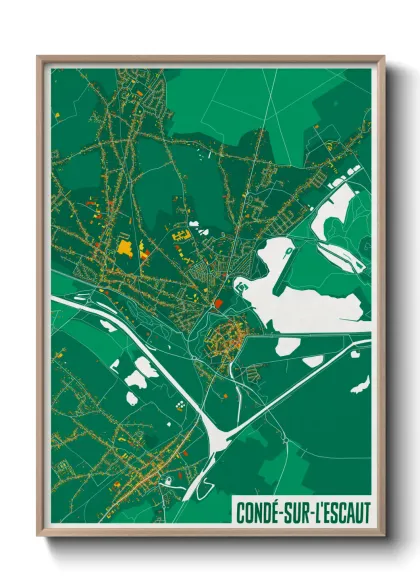 Une affiche de carte sur Condé-sur-l'Escaut