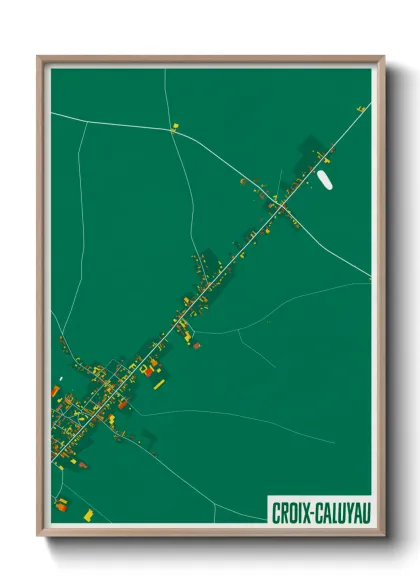 Une affiche de carte sur Croix-Caluyau