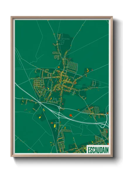 Une affiche de carte sur Escaudain