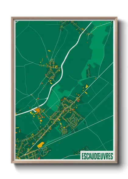 Une affiche de carte sur Escaudœuvres