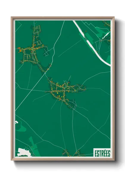 Une affiche de carte sur Estrées