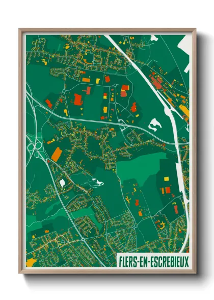 Une affiche de carte sur Flers-en-Escrebieux