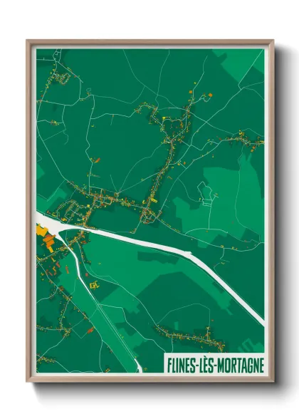 Une affiche de carte sur Flines-lès-Mortagne