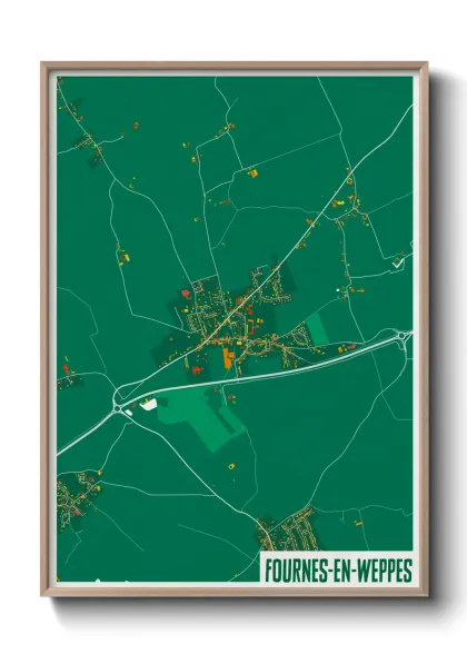 Une affiche de carte sur Fournes-en-Weppes