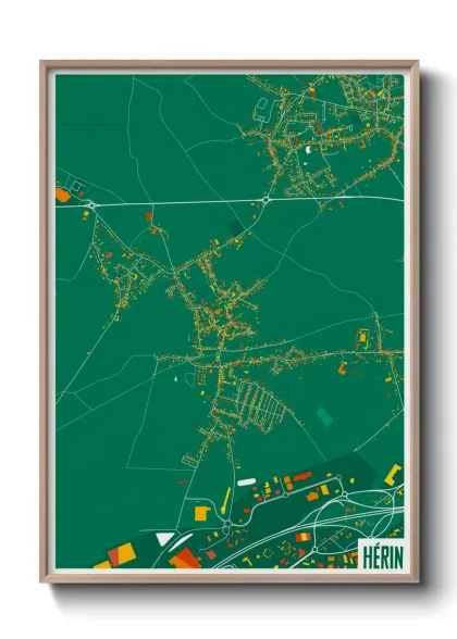 Une affiche de carte sur Hérin