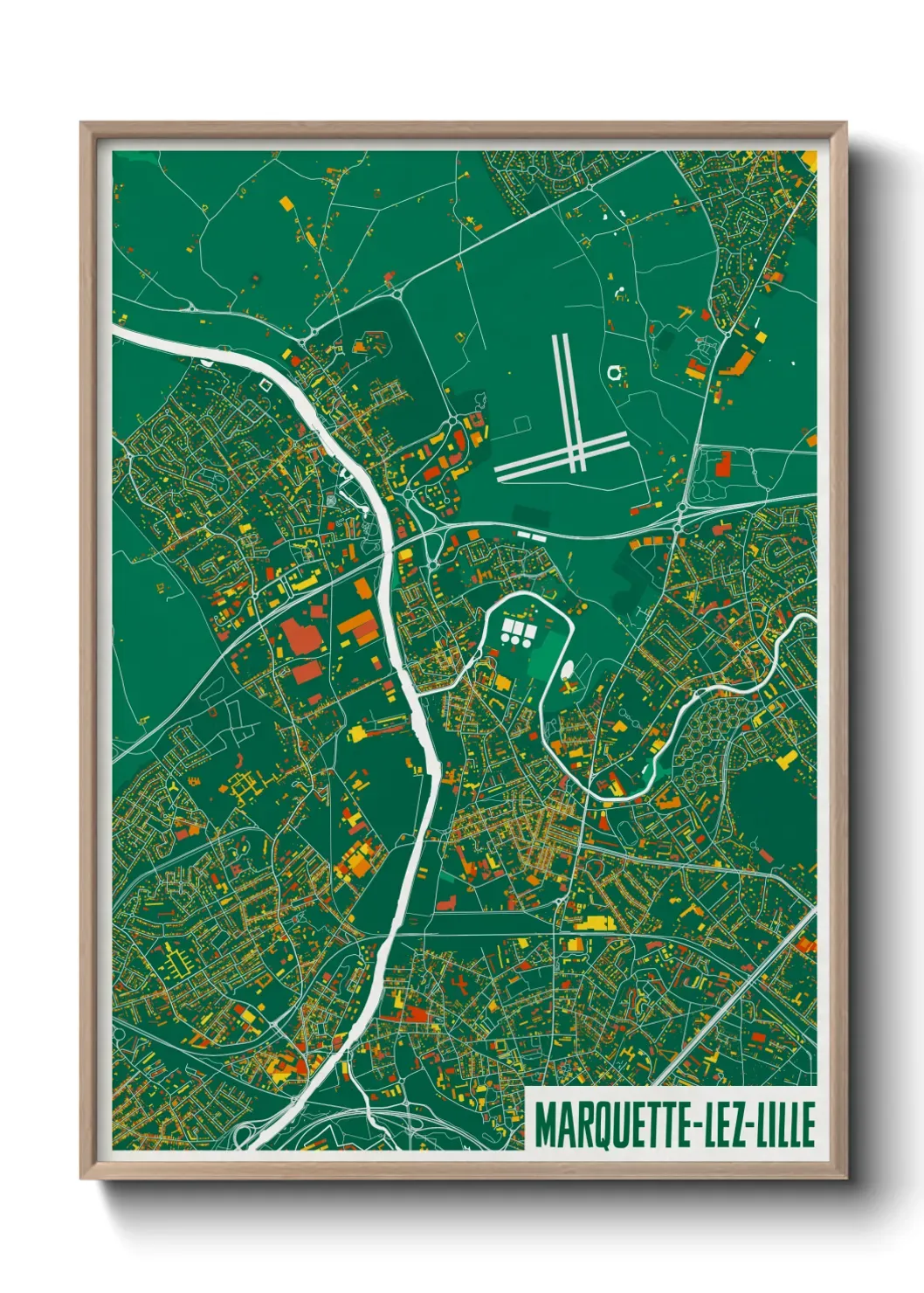 Un poster carte Marquette-lez-Lille
