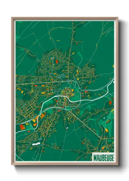 Une affiche de carte sur Maubeuge