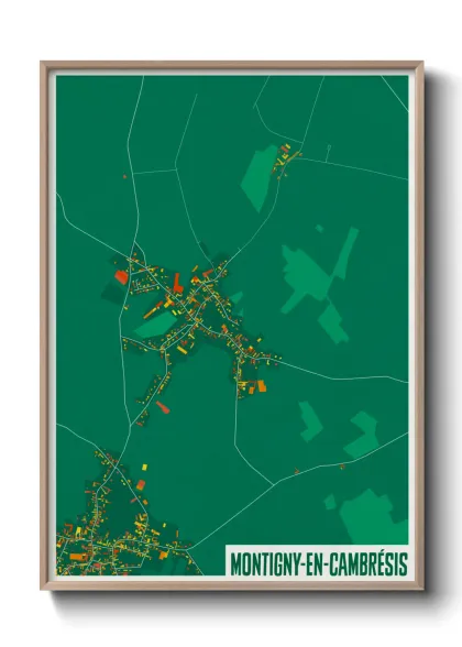 Une affiche de carte sur Montigny-en-Cambrésis