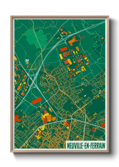 Une affiche de carte sur Neuville-en-Ferrain