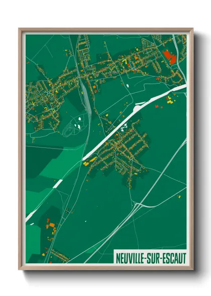 Une affiche de carte sur Neuville-sur-Escaut