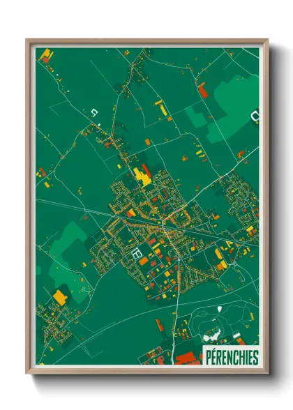 Une affiche de carte sur Pérenchies