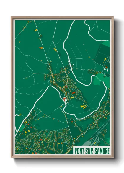 Une affiche de carte sur Pont-sur-Sambre