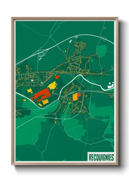 Une affiche de carte sur Recquignies