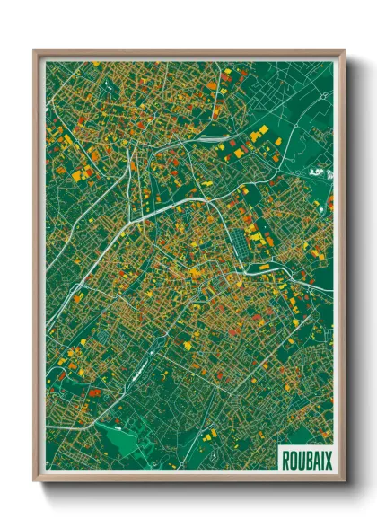 Une affiche de carte sur Roubaix