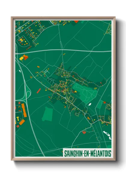 Une affiche de carte sur Sainghin-en-Mélantois