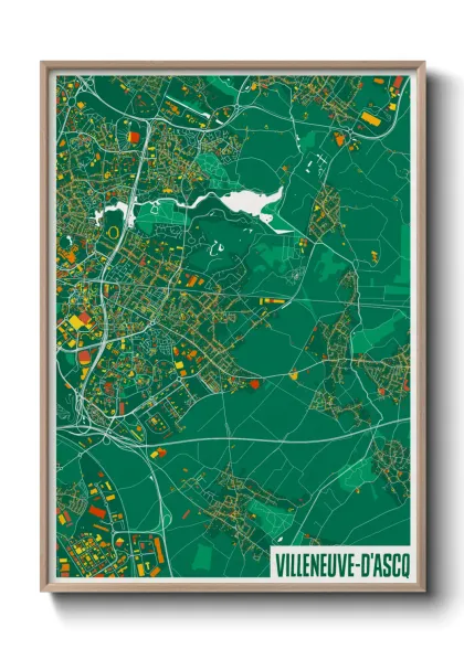 Une affiche de carte sur Villeneuve-d'Ascq