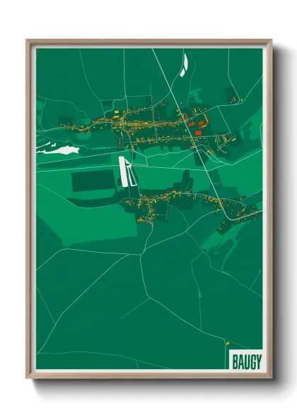 Une affiche de carte sur Baugy