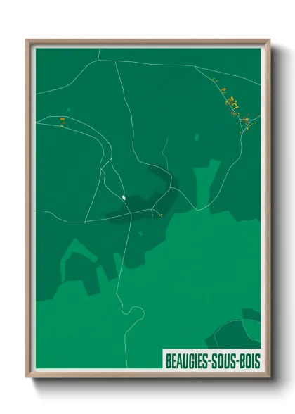 Une affiche de carte sur Beaugies-sous-Bois