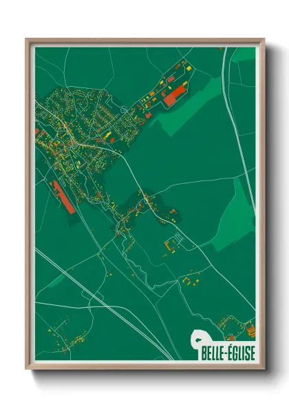 Une affiche de carte sur Belle-Église