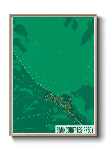 Une affiche de carte sur Blaincourt-lès-Précy