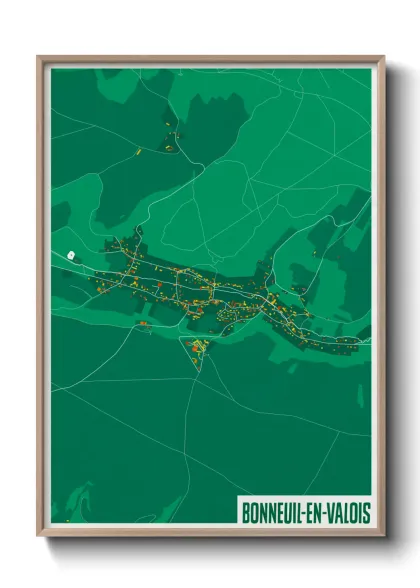 Une affiche de carte sur Bonneuil-en-Valois