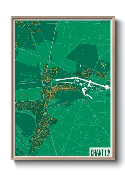 Une affiche de carte sur Chantilly
