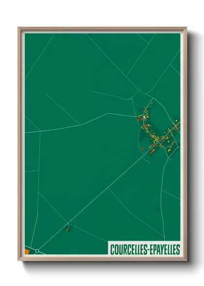Une affiche de carte sur Courcelles-Epayelles