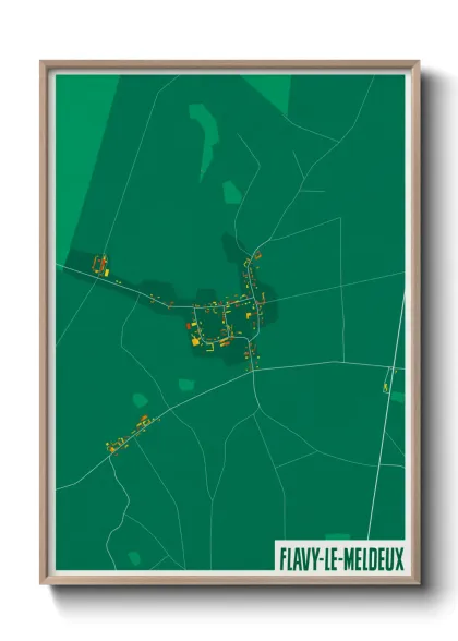 Une affiche de carte sur Flavy-le-Meldeux