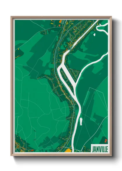 Une affiche de carte sur Janville
