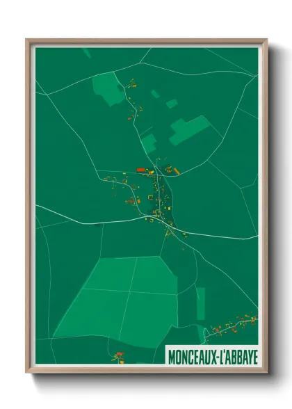 Une affiche de carte sur Monceaux-l'Abbaye