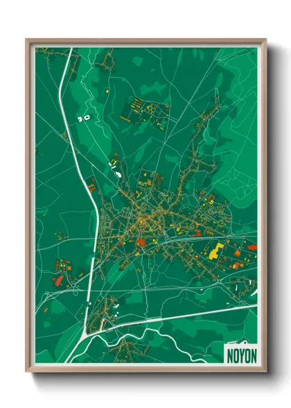 Une affiche de carte sur Noyon