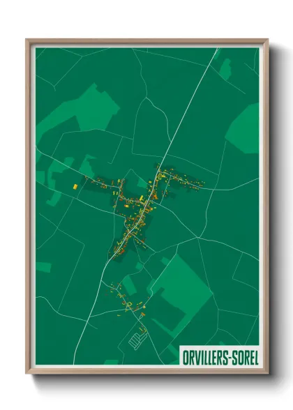 Une affiche de carte sur Orvillers-Sorel