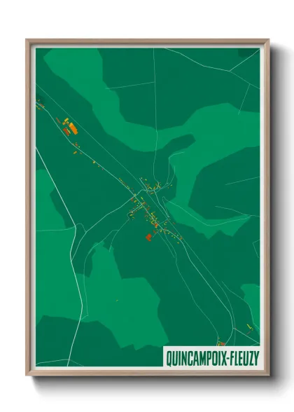 Une affiche de carte sur Quincampoix-Fleuzy