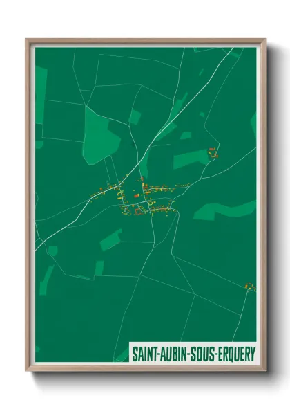 Une affiche de carte sur Saint-Aubin-sous-Erquery