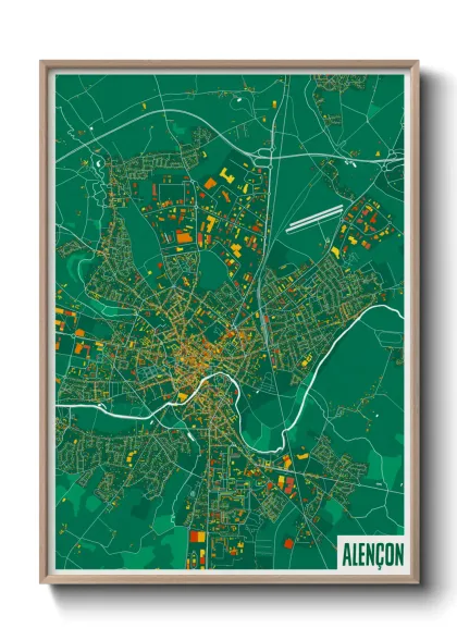 Une affiche de carte sur Alençon