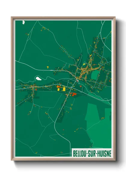 Une affiche de carte sur Bellou-sur-Huisne