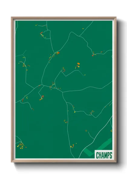 Une affiche de carte sur Champs