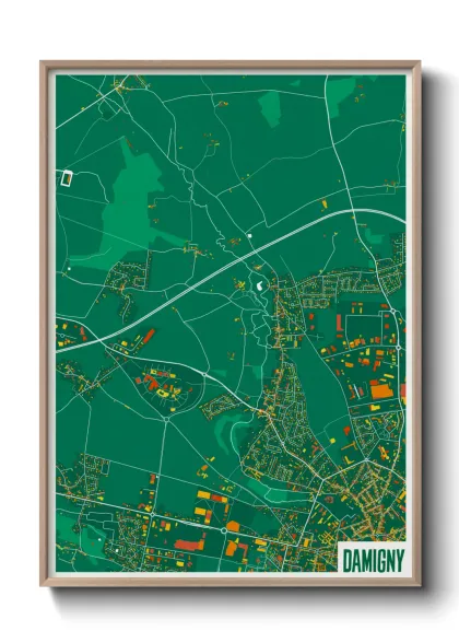 Une affiche de carte sur Damigny