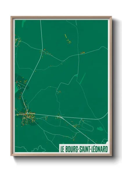 Une affiche de carte sur Le Bourg-Saint-Léonard