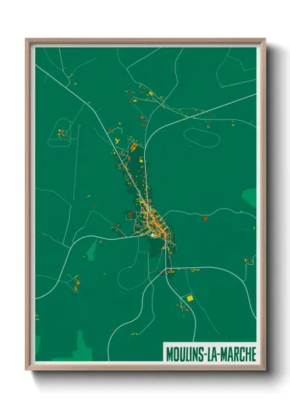 Une affiche de carte sur Moulins-la-Marche