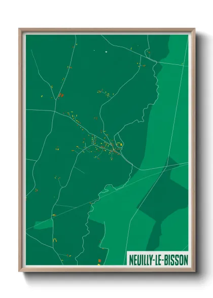 Une affiche de carte sur Neuilly-le-Bisson