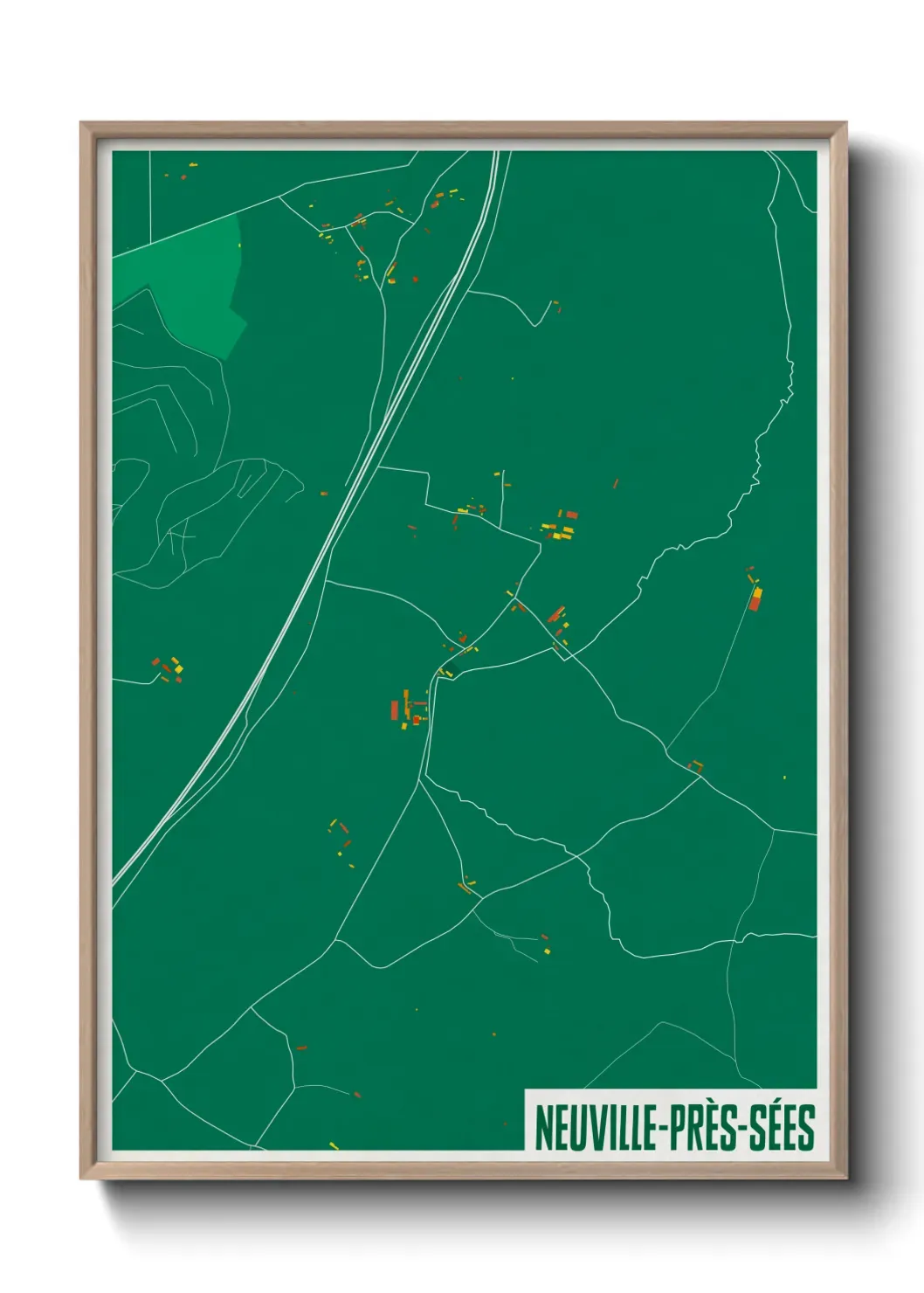 Un poster carte Neuville-près-Sées
