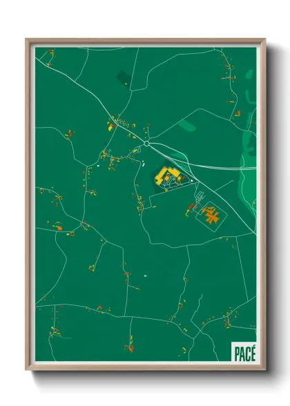 Une affiche de carte sur Pacé